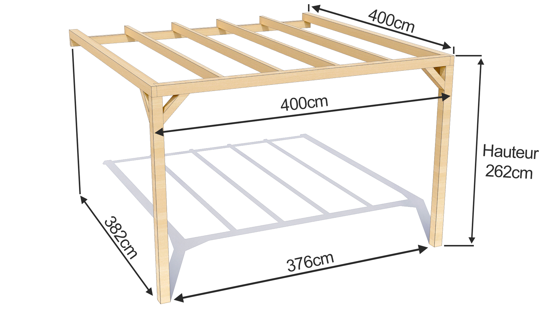 dimensions d'unepergola bois come 4x4m